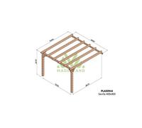 Pergola Accolée En Bois Lamellé-Collé Sevilla 400 X 400 Cm Marron