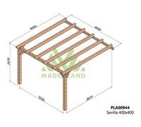 Pergola Accolée En Bois Lamellé-Collé Sevilla 400 X 400 Cm Marron