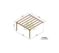 Pergola Accolée En Bois Lamellé-Collé Sevilla 500 X 500 Cm Marron