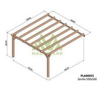 Pergola Accolée En Bois Lamellé-Collé Sevilla 500 X 500 Cm Marron