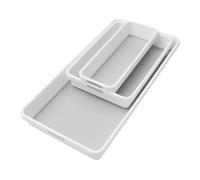 madesmart Lot de 3 bacs de Rangement Classiques - Blanc - Collection Classique - Rangement Polyvalent - Doublure Douce et Pieds en Caoutchouc antidérapants - Durable - sans BPA