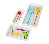 madesmart Lot de 3 bacs de Rangement Classiques - Blanc - Collection Classique - Rangement Polyvalent - Doublure Douce et Pieds en Caoutchouc antidérapants - Durable - sans BPA