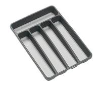 Madesmart Mini 5-Compartment Plastic Silverware Tray for Drawers, Cutlery and Utensil Tray Kitchen Drawer Organizer, Granite