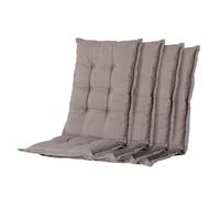 Madison Lot de 4 coussins de chaise à dossier haut, pour intérieur/extérieur, confortables et élégants, pour chaises en bois, acier ou plastique, taupe