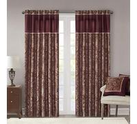 Madison Park Aubrey Rideau Jacquard Imitation Soie Cachemire avec Passe-Tringle pour Salon, Cuisine, Chambre à Coucher et dortoir, 127 x 241,3 cm, Bordeaux