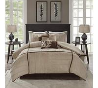 Madison Park Cache-sommier Assorti pour Toutes Les Saisons, Coussins décoratifs, Polyester, Daim Dune Beige, Marron, Complet (208,3 x 228,6 cm)