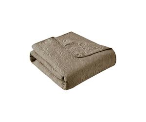 Madison Park Couverture matelassée de Luxe, Coutures damassées, Couvre-lit rempli de Coton, Ultra Doux et Confortable pour Salon, canapé, lit, 152,4 x 177,8 cm, Bordures passepoilées, Kaki
