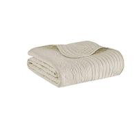 Madison Park Couverture matelassée de Luxe - Coutures damassées - Garnissage en Coton, Ultra Douce et Confortable pour Salon, canapé, lit, 152,4 x 183 cm, Bordures festonnées crème
