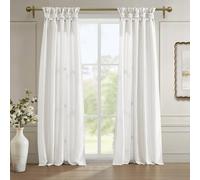 Madison Park Emilia Rideau Simple en Soie synthétique avec Doublure d'intimité, languettes torsadées à Faire soi-même pour Salon, Chambre à Coucher et dortoir, 241,3 x 127 cm (L x l), Blanc