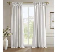 Madison Park Emilia Total Rideaux en Imitation Soie avec Languette torsadée pour décoration de Salon et Chambre à Coucher et Appartements 50 x 95 cm Blanc occultant