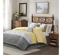 Madison Park Ensemble de Jupe de lit Assortie, oreillers décoratifs, Polyester, Jaune, King Size (264,2 x 233,7 cm)