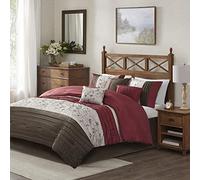 Madison Park Ensemble de Jupe de lit Assortie, oreillers décoratifs, Polyester, Rouge, King (264,2 x 233,7 cm)