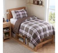 Madison Park Essentials Parkston Parure de lit 2 pièces avec Couette à Carreaux Assortie, Housse de Protection Anti-Taches Scotchguard 3M, hypoallergénique, pour Toutes Les Saisons, lit Simple/lit