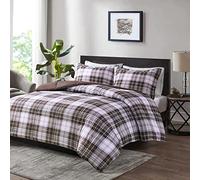 Madison Park Essentials Parkston Parure de lit 3 pièces avec Couette à Carreaux Assortie, Housse de Couette Anti-Taches Scotchguard 3M, hypoallergénique, pour Toutes Les Saisons, lit Double/Grand lit