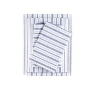 Madison Park Essentials Parure de lit 4 pièces 100% Coton, Respirantes et Douces, Motif imprimé, Poche élastique en Coton pour Matelas jusqu'à 43,2 cm, Toutes Saisons, Grand lit, Rayures Bleues