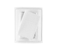 Madison Park Essentials Parure de lit 4 pièces 100% Coton, Respirantes et Douces, Motif imprimé, Poche élastique en Coton pour Matelas jusqu'à 43,2 cm, Toutes Saisons, Grand lit, Rayures Grises