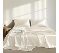 Madison Park Essentials Parure de lit 6 pièces en Satin Soyeux, élastique avec Poche de 35,6 cm, pour Matelas jusqu'à 40,6 cm, Infroissable, Ivoire