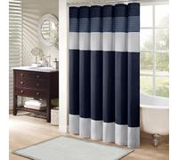 Madison Park Lot de 1 Rideau de Bain Moderne en Microfibre à Rayures Imitation Soie pour Salle de Bain Bleu Marine 183 x 183 cm