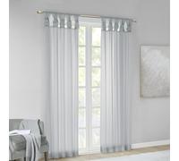 Madison Park Lot de 2 Rideaux à Passants torsadés Transparents en Voile pour Chambre à Coucher, Salon - 127 x 241,3 cm - Gris Clair