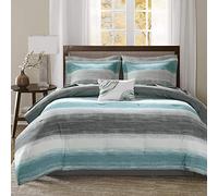 Madison Park Parure de lit et Couette en Coton, Turquoise, lit jumeau