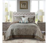 Madison Park Parure de lit légère pour Toutes Les Saisons, Couvre-lit, Oreiller, décoration, Polyester, Aubrey, Cachemire Bleu, surdimensionné (304,8 x 299,7 cm)