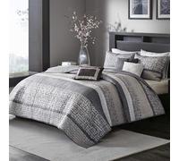 Madison Park Parure de lit Queen Size en Jacquard Brillant et Paillettes pour Grand lit, Toutes Saisons, Parure de lit légère pour Grand lit, taies d'oreiller, Coussin décoratif, Chevron Gris, Taupe