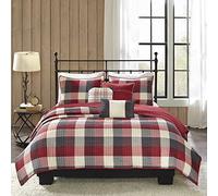 Madison Park Parure de lit Respirante Toutes Saisons, taies d'oreiller Assorties, Polyester, Rouge, Taille Cal King (264,2 x 233,7 cm)