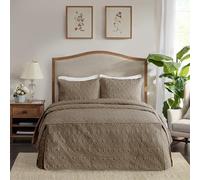 Madison Park Quebec Couvre-lit matelassé d'angle divisé au design traditionnel classique pour toutes les saisons, léger, taies assorties, grand lit (152,4 x 203,2 cm + 61 cm), damassé matelassé kaki 3