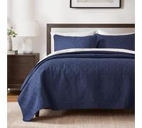 Madison Park Québec Dusty pâle Bleu marine 3 pièces matelassé King Couvre-lit Lot, pour King ou CAL Lit king size - Idéal pour le climat chaud Décoration pour chambre ou complémentaires pour plus de chaleur