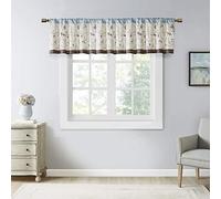 Madison Park Serene Embroidery Cantonnière occultante avec Passe-Tringle/Languette arrière pour fenêtre Bleu 127 x 45,7 cm
