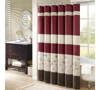 Madison Park Serene Flora - Rideau de Douche en Tissu brodé pour Salle de Bain, 183 x 183 cm, Rouge