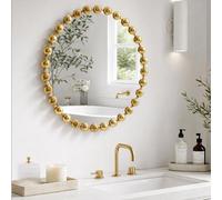 MADISON PARK SIGNATURE Décoration murale Marlowe avec cadre sphérique en métal - Miroir rond pour salon - Accent à la maison - Décoration de chambre à coucher prête à accrocher - 68,6 cm de diamètre -