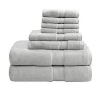 MADISON PARK SIGNATURE Ensemble de Serviettes luxueuses 100% Coton 800 g/m² Très Absorbant, séchage Rapide, qualité hôtelière et Spa pour Salle de Bain, Argenté, Multi-Sizes