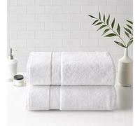 MADISON PARK SIGNATURE Lot de 2 Serviettes de Bain luxueuses, 800 g/m², 100% Coton, très absorbantes, séchage Rapide, qualité hôtelière et Spa pour Salle de Bain, 86,4 x 172,7 cm, Blanc