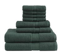 Madison Park Signature Signature MPS73-423 Lot de 8 Serviettes de Bain luxueuses, 100% Coton, Vert foncé, Plusieurs Tailles