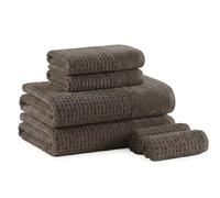 Madison Park Spa Lot de 6 Serviettes gaufrées 100% Coton, Texture de qualité supérieure, Tissage gaufré, très absorbantes, séchage Rapide, qualité hôtelière et Spa, Tailles Assorties, Gris Anthracite