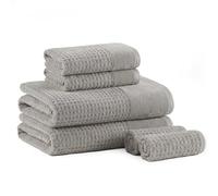 Madison Park Spa Waffle Jacquard 600 GSM 100% Cotton Combed Velour Ultra Soft Absorbent Quick Dry Hotel Bathroom Towel Set Shower Hand Face Washcloths, Assorted Sizes, White 6 Piece