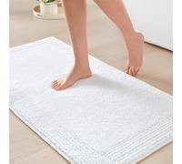 Madison Park Splendor Tapis de Bain réversible touffeté 100% Coton, 3000 g/m², en Peluche Luxueuse, à Poils Moyens, séchage Rapide, décoration de Salle de Douche, 53,3 x 86,4 cm, Blanc