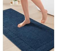 Madison Park Splendor Tapis de Bain réversible touffeté 100% Coton - 3000 g/m² - Qualité hôtelière - Poils Moyens - Séchage Rapide - Décoration de Salle de Douche - 61 x 152,4 cm - Bleu Marine