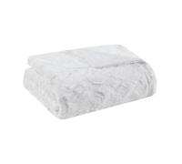 Madison Park Zuri Jeté de Luxe surdimensionné en Fausse Fourrure à Rayures animales, Imitation Vison sur l'envers, Couverture Moderne pour Temps Froid pour lit, canapé, 152,4 x 178,8 cm, Blanc