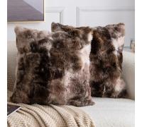 Madizz Lot de 2 Doux Peluche Laine Courte Toison Décoratif Housses de Coussin Luxe Style pour canapé Chambre Marron écaille moucheté 45 x 45 cm
