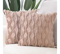 Madizz Lot de 2 Doux Peluche Laine Courte Velours Décoratif Housses de Coussin Luxe Style pour canapé Chambre Marron 45x45 cm
