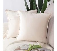 Madizz Lot de 2 Doux Velours Décoratif Housses de Coussin Luxe Style pour canapé Chambre Beige 40 x 40 cm