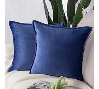 Madizz Lot de 2 Doux Velours Décoratif Housses de Coussin Luxe Style pour canapé Chambre Bleu Royal 40 x 40 cm