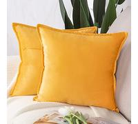 Madizz Lot de 2 Doux Velours Décoratif Housses de Coussin Luxe Style pour canapé Chambre Jaune 50 x 50 cm