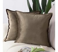Madizz Lot de 2 Doux Velours Décoratif Housses de Coussin Luxe Style pour canapé Chambre Marron 40 x 40 cm