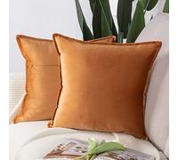 Madizz Lot de 2 Doux Velours Décoratif Housses de Coussin Luxe Style pour canapé Chambre Orange 50 x 50 cm