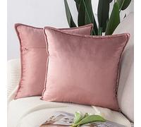 Madizz Lot de 2 Doux Velours Décoratif Housses de Coussin Luxe Style pour canapé Chambre Rose 50 x 50 cm