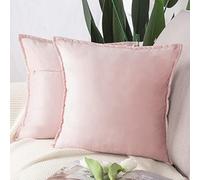 Madizz Lot de 2 Doux Velours Décoratif Housses de Coussin Luxe Style pour canapé Chambre Rose Clair 40 x 40 cm
