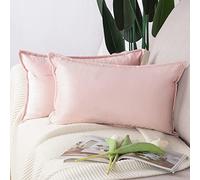 Madizz Lot de 2 Doux Velours Décoratif Housses de Coussin Luxe Style pour canapé Chambre Rose Clair 30 x 50 cm